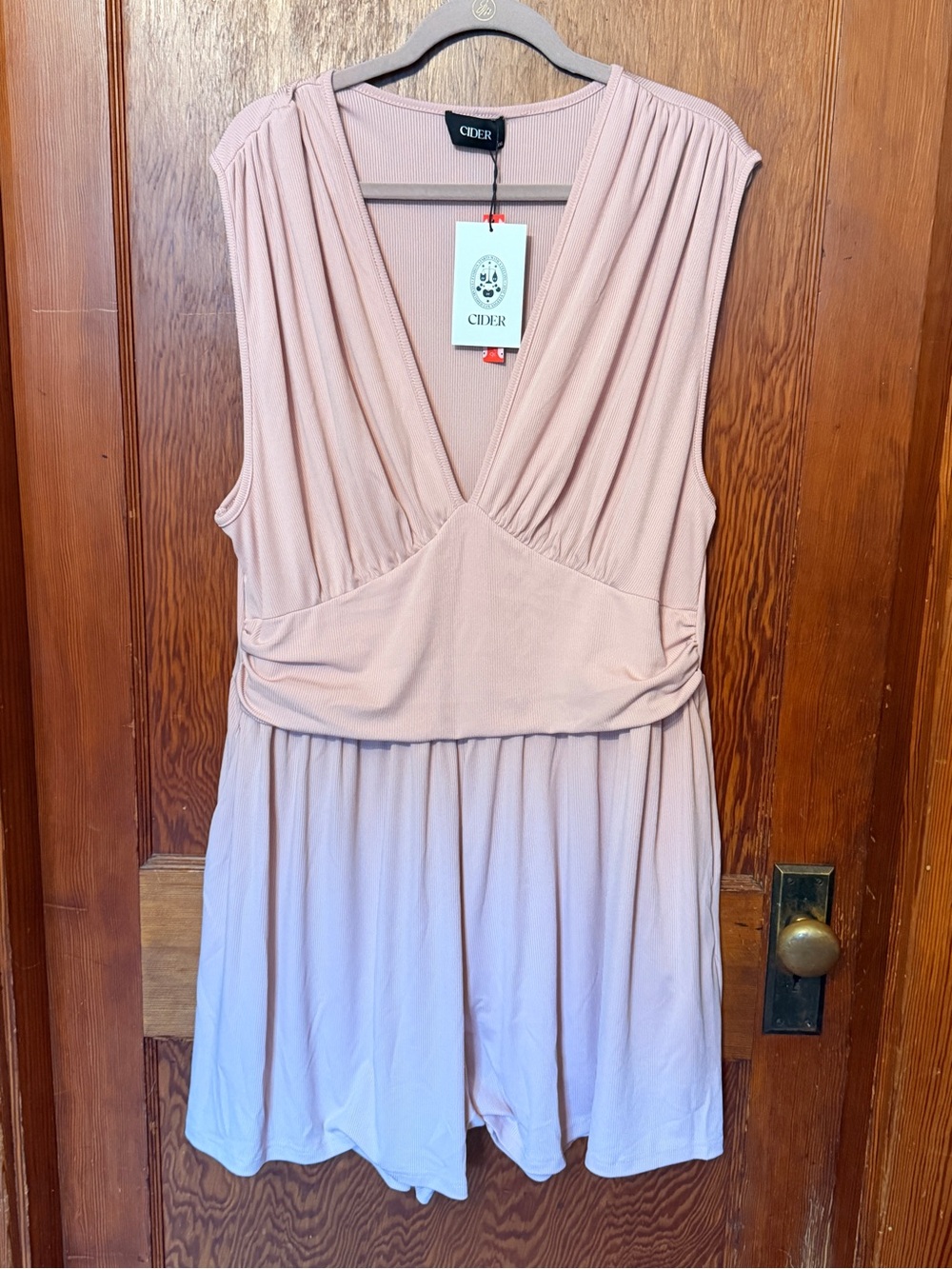 Cider Dusty Blush V-Neck Sleeveless Romper
